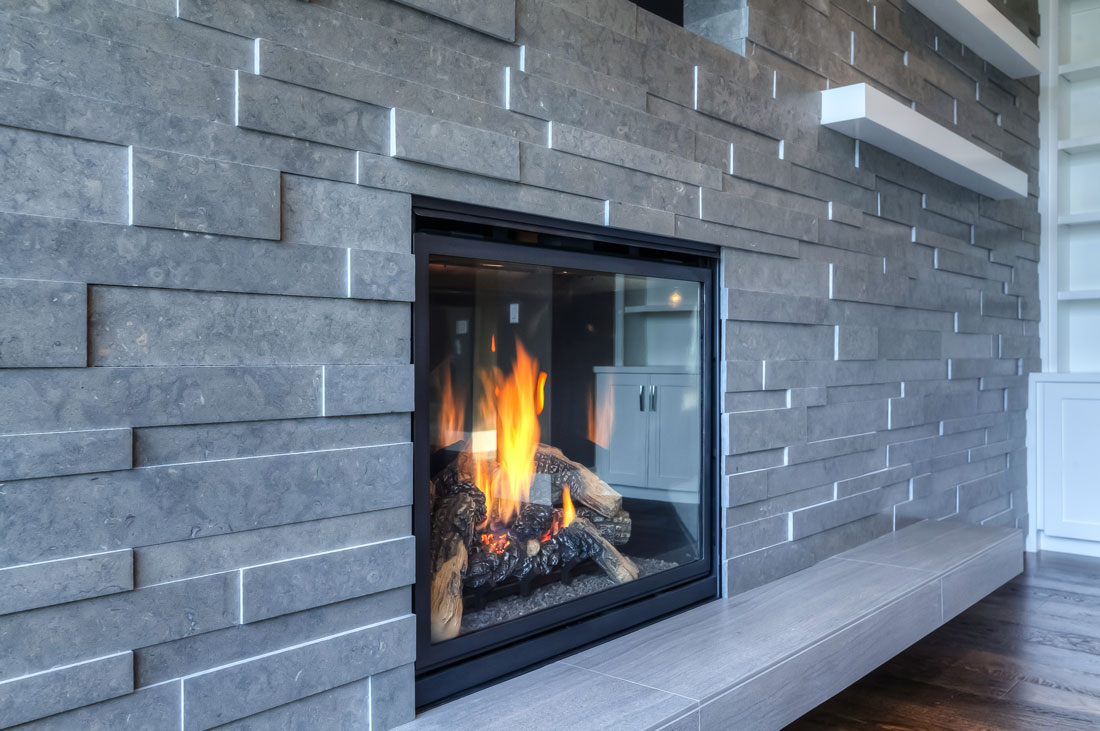 Gorgeous fireplace and living room tile installation by Crown Tile Inc, Portland OR.