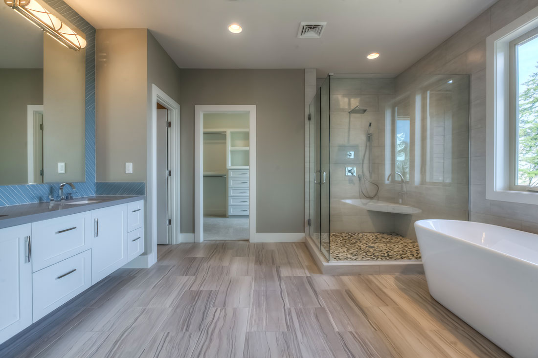 Custom shower, bathroom, and flooring tile installation by Crown Tile Inc, Portland Oregon