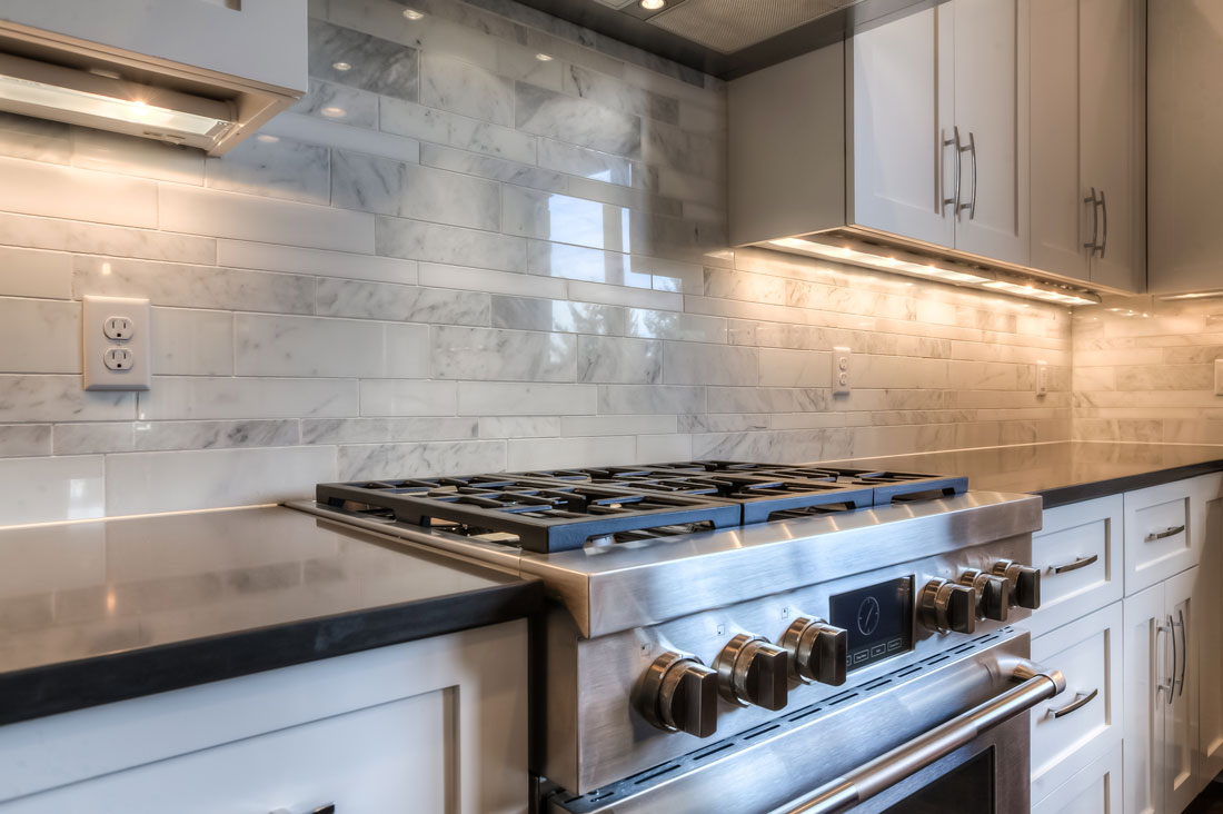 High end custom kitchen tile design and installation, Crown Tile Inc.